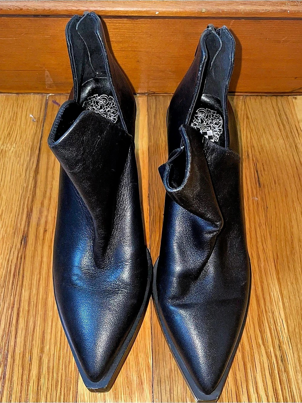 Vince Camuto  Women's Pointed Toe Heeled Boots Black. Size 6M/36 1/2.